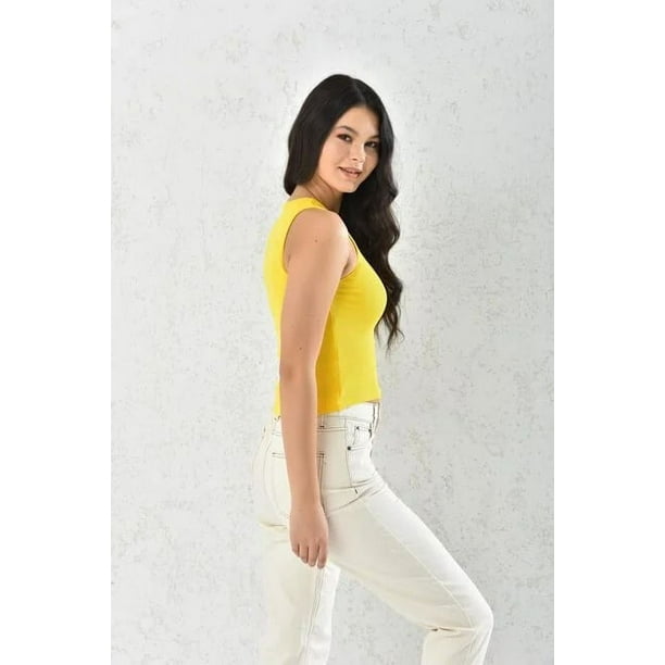 Polera Musculosa Mujer Amarillo Sin Mangas Talla S
