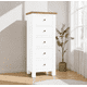 thumbnail image 3 of Cómoda "Kull" Minimalista 5 Cajones Mueble de Madera Slim - Blanco - 55x40x120 cm, 3 of 3