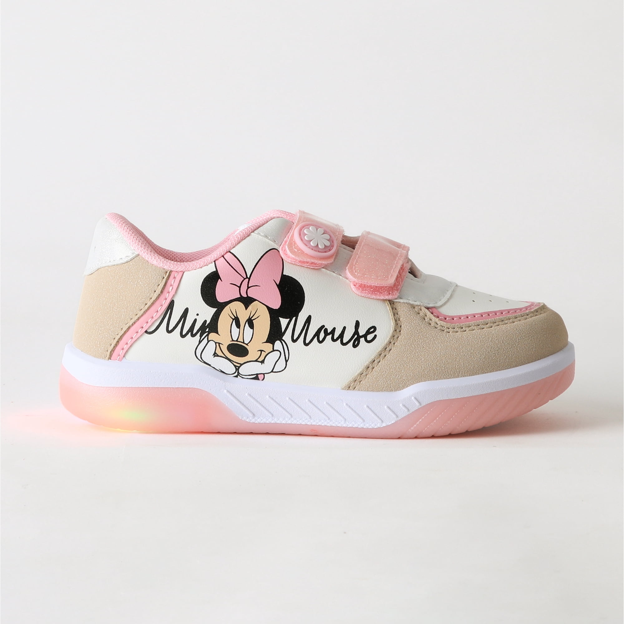 Zapatilla Luces Niña Velcro Minnie Rosado Disney