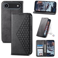 Funda Flip Foxdock Para Iphone 17 Air , Estilo Billetera Con Diseño Rombo, Correa De Mano Y Soporte, Uso Diario