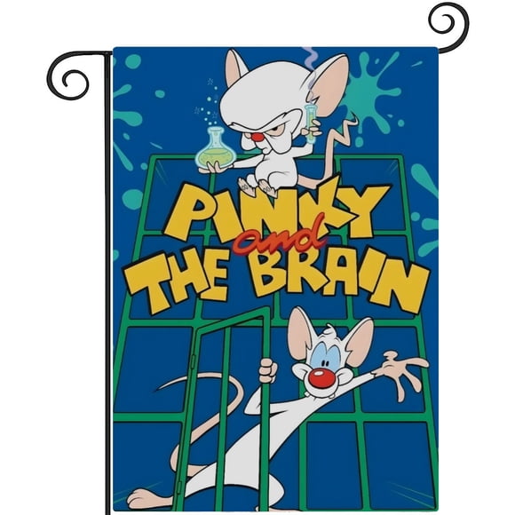 Pinky y Cerebro-bandera de jardín temática. 28CM*45CM