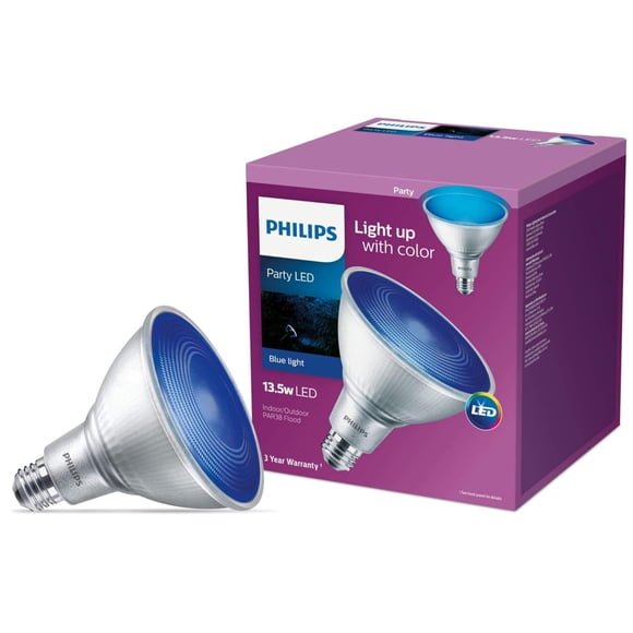 Bombilla LED Philips PAR38 azul para fiestas, 13,5 W, E26, 120 V