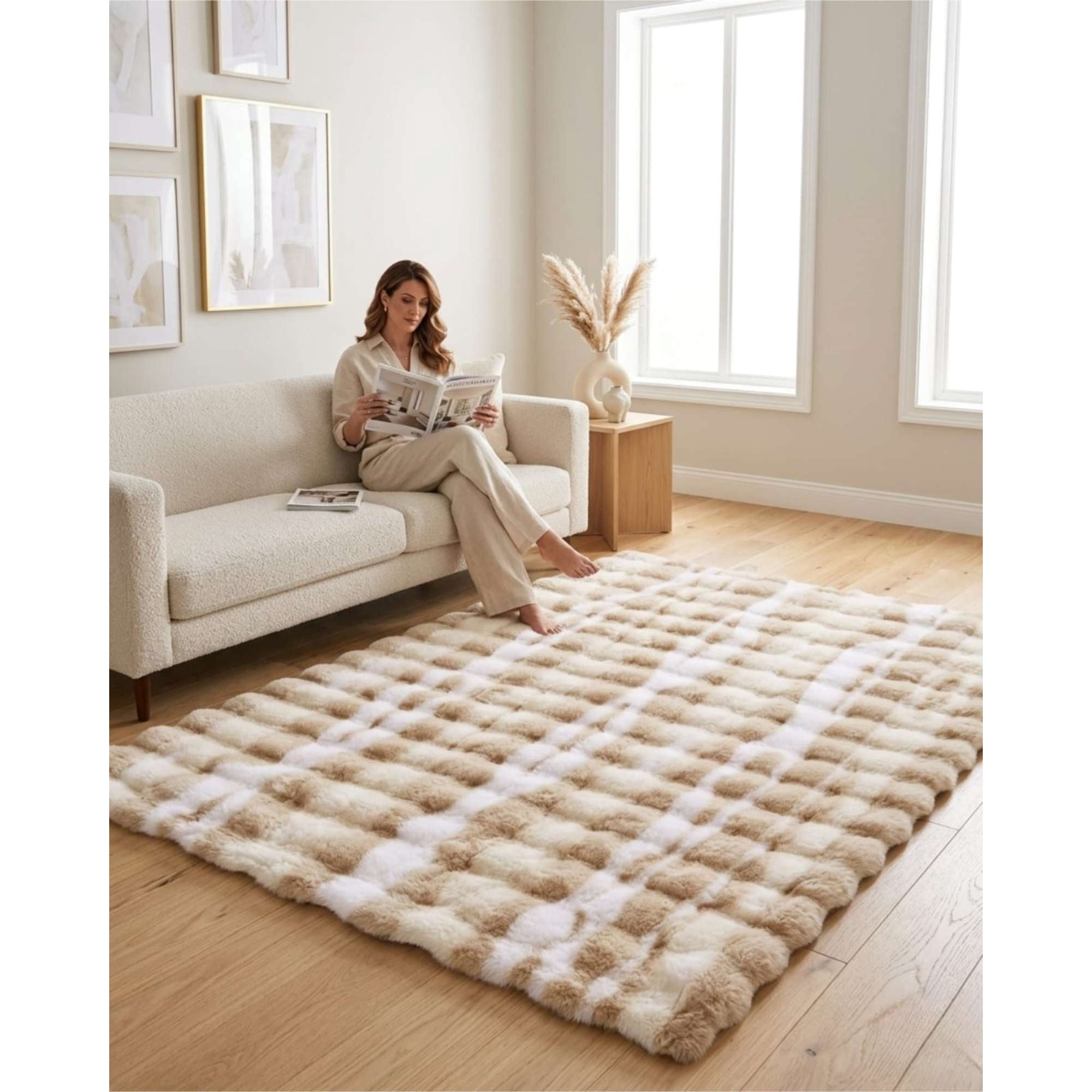 Mylhogar - Alfombra Confort Plus Textura Piel De Conejo 120x180
