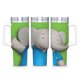thumbnail image 1 of Babar Vaso aislado de acero inoxidable con asa, diseño temático, regalo para familia, amigos y fans; incluye pajita y encaja en el portavasos estándar, 40 oz, 1 of 6