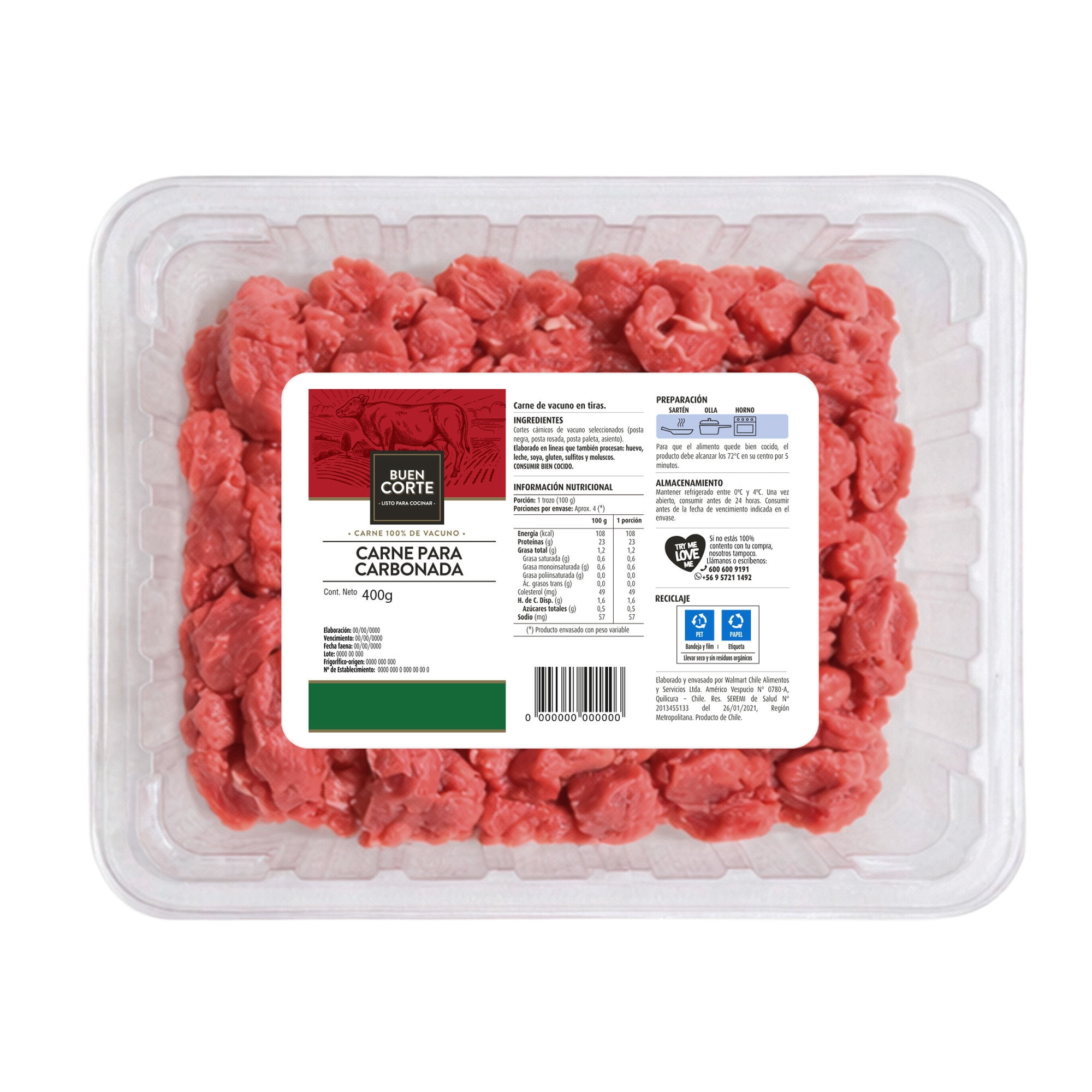 Carne De Vacuno Para Carbonada 370 gr El Buen Corte