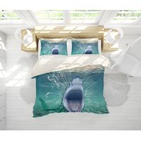 Milsleep - 3D Tiburón Azul Mar Funda De Edredón Juego De Ropa De Cama Fundas De Almohada 166