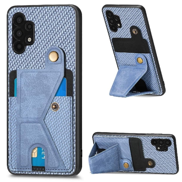 Funda Resistente para Samsung Galaxy A32 5G con Tarjetero y Soporte, Diseño Magnético Azul