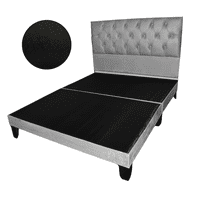 Mueblart - Base De Cama Con Respaldo A Piso 2 Plazas Negro Eco Cuero