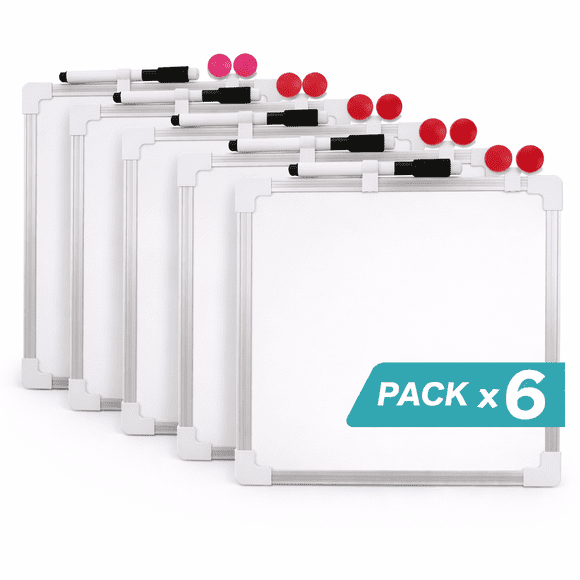 Pack de 6 Pizarras Blancas Magnéticas 25x35 cm con Plumón