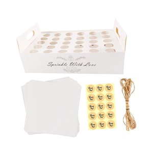 Magideal - Kit De Bandeja De Cono De Confeti Kraft, Soporte De Exhibición, Caja Hueca Para Dulces, Artesanía Hecha A Mano, Soporte De Decoración Para Bodas Para Blanco Y 30 Hoyos