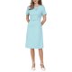 thumbnail image 1 of INSPIRE CHIC Vestido de Mujer Línea A Manga Corta Cuello Asimétrico Elegante Vestidos de Trabajo Empresarial con Cinturón 2XL Azul Claro, 1 of 5