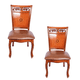 thumbnail image 1 of Pack x2 Sillas de Comedor Caoba con Tallado y Ecocuero en el Asiento, 1 of 3