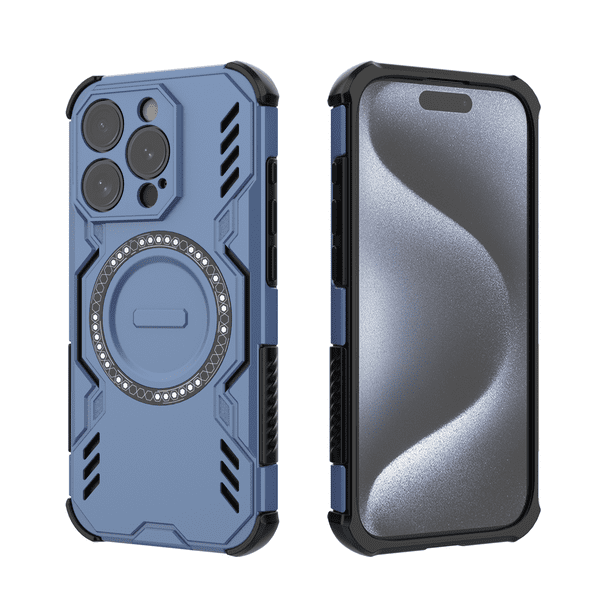 Funda FOXDOCK para iPhone 15 Pro , magnética, resistente a golpes, con soporte, unisex, carga inalámbrica