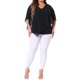 thumbnail image 2 of Agnes Orinda Blusas de Mujer Tallas Grandes Cuello en V Camisa Suelta Doble Capa de Chifón 2X Negro, 2 of 6