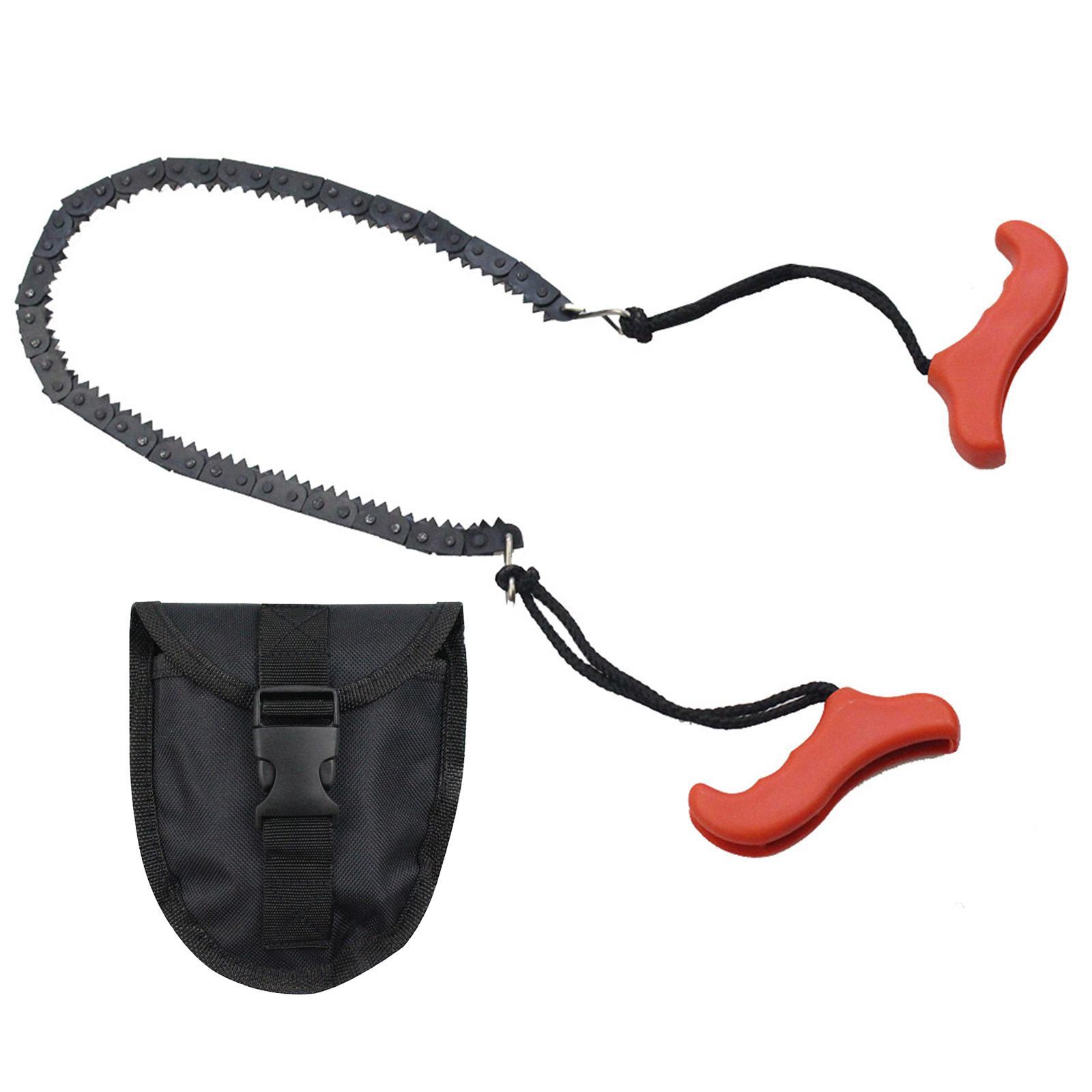 Ioensy - Sierra De Cadena De Cuerda Manual Portátil De Acero Para Acampar, Para Senderismo, Supervivencia Y Caza, Color Rojo