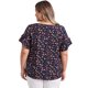 thumbnail image 5 of GRACE & GRANDEUR Blusas de Mujer Tallas Grandes Estampado Floral Cuello Redondo Volantes de Doble Capa Manga Corta Verano 4X Azul Oscuro, 5 of 7