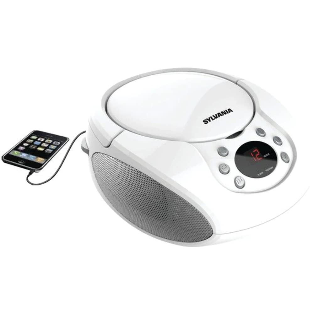 Sylvania - Disco Portátil Proscan Elite Para Cd Con Radio Am/fm, Color Blanco