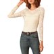 thumbnail image 2 of INSPIRE CHIC Blusas de Mujer con Mangas Largas Abullonadas Semitransparentes de Encaje Floral L Beige, 2 of 8