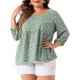 thumbnail image 1 of Blusa Babydoll de Talla Grande para Mujer de Agnes Orinda Cuello Cuadrado Manga 3/4 Estampado Floral Peplum Talla 3X Verde, 1 of 6