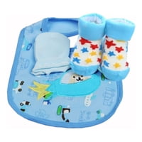 Genérico - 2 Set Babero 3 Piezas + Mitones Medias Suave Bebes Lau