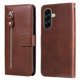thumbnail image 1 of Funda tipo cartera para Samsung Galaxy A57 con bolsillo con cremallera y ranuras para tarjetas – Función de soporte Marrón, 1 of 5