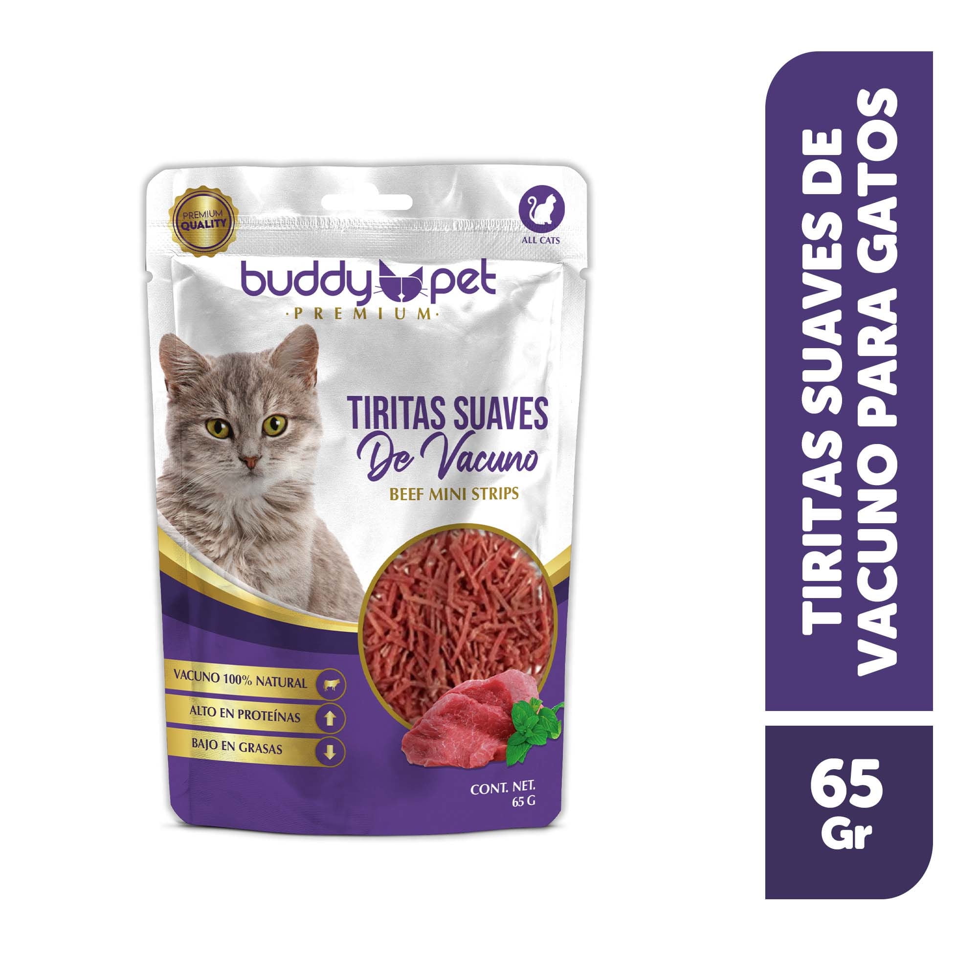 Alimento Húmedo Para Gato Tiritas Suaves De Vacuno 65 g Buddy Pet
