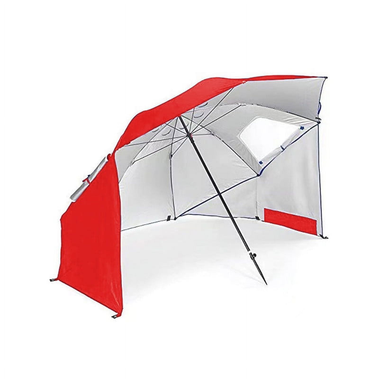 Babyluna - Sombrilla Carpa Quitasol Uv Camping O Playa Con Funda, 2.4m, Rojo