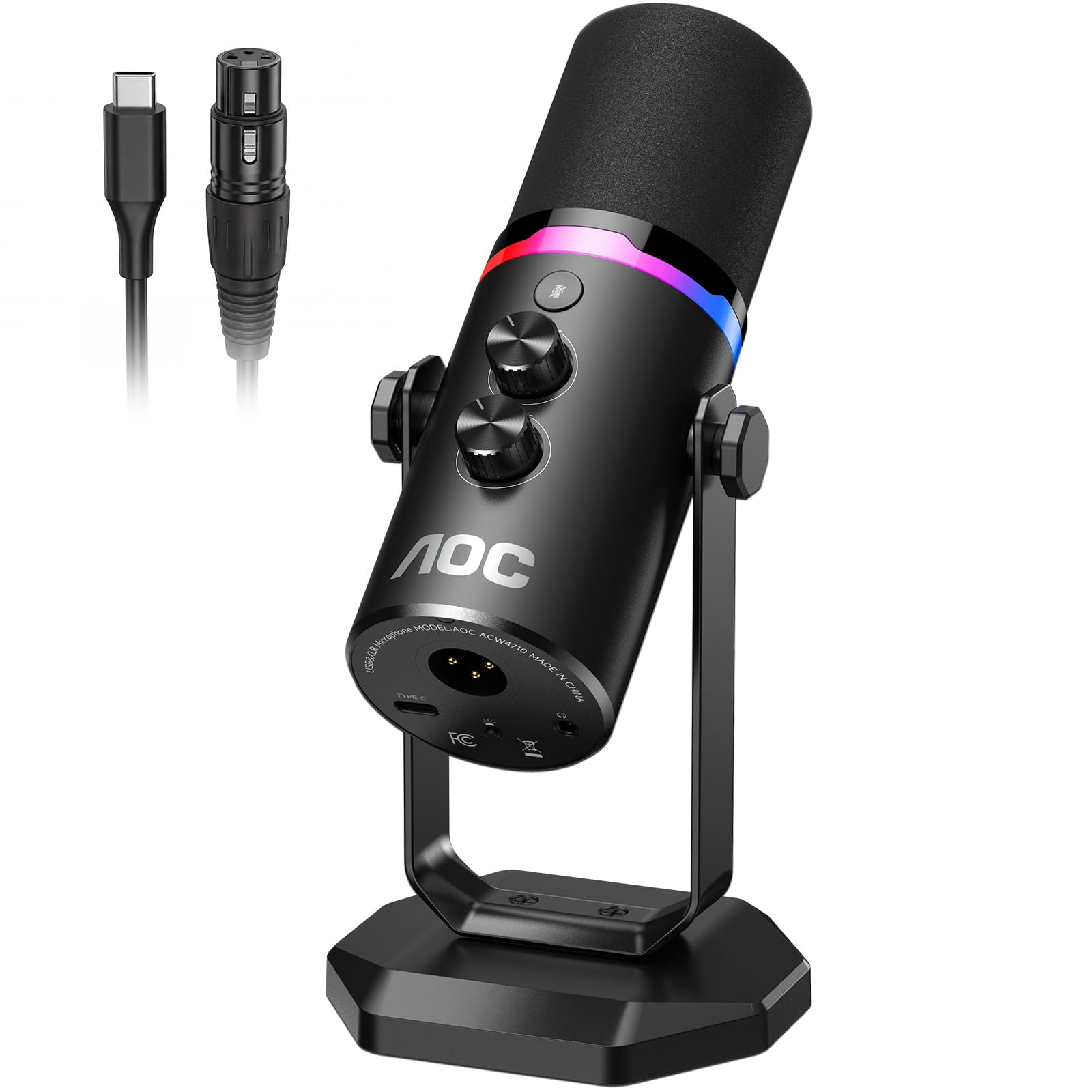 Micrófono Dinámico Aoc Usb/xlr Para Grabación De Podcasts Y Juegos