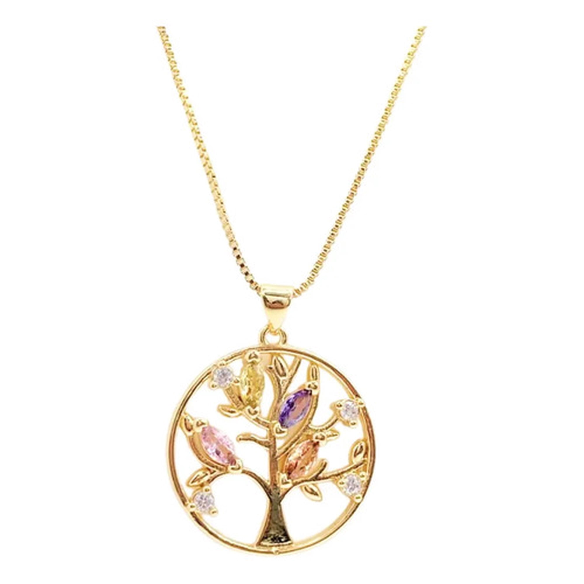 Marca - Collar Arbol De La Vida; Chapado En Oro 18k; Regalo Mujer Dorado