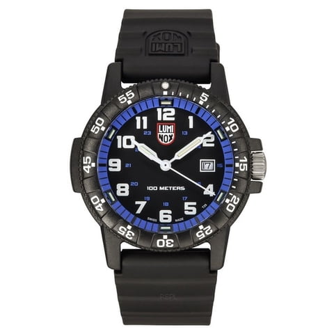 Reloj Luminox Leatherback Sea Turtle Giant Polyurethane Strap Black And Blue Dial Swiss Quartz Xs.0324 100M Men'S Watch