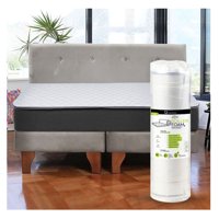Latam Home - Cama Europea Zen Roller 2 Plazas Colchon Comprimido Espuma + Respaldo Tela Gris