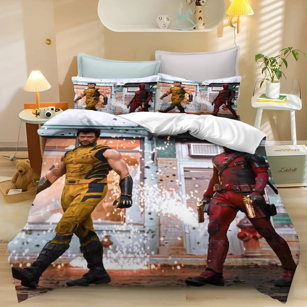 x877 Bed SheetsDuvet Cover Bedding Set Wolverine Digital Printing Soft Comfortable Polyester Comforter Comforter Set Gift 3-Piece Bedding Set (1 Duvet Cover + 2 Pillow Shams) nj877