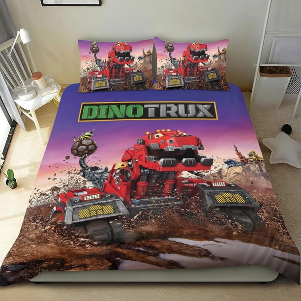 Dinotrux Conjunto de sábanas temático, trío de piezas, cómodo y amigable con la piel, diseño único, regalo de decoración para el hogar para familiares, amigos y fans, 90 cm * 190 cm