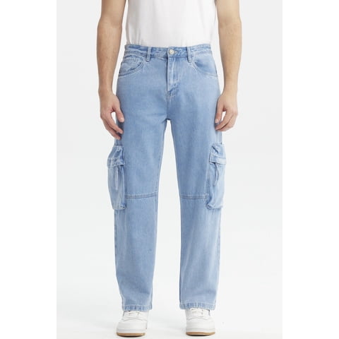 Fashionspark - Jeans Hombre Baggy Multicargo Azul Claro