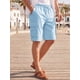 thumbnail image 4 of INSPIRE CHIC Pantalones Cortos Cargo de Hombre Casuales y Ligeros con Cintura Elástica con Cordón y Múltiples Bolsillos S Azul Claro, 4 of 5