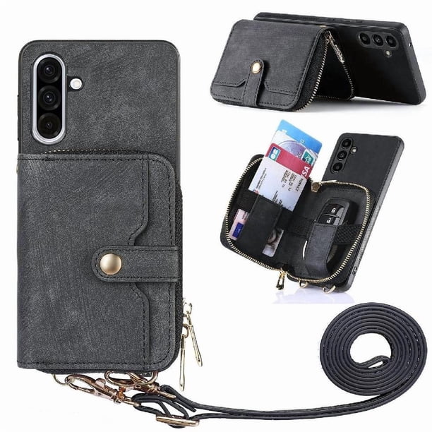 Funda Tipo Cartera con Correa Cruzada para Samsung Galaxy A36 Protección Contra Golpes Negro