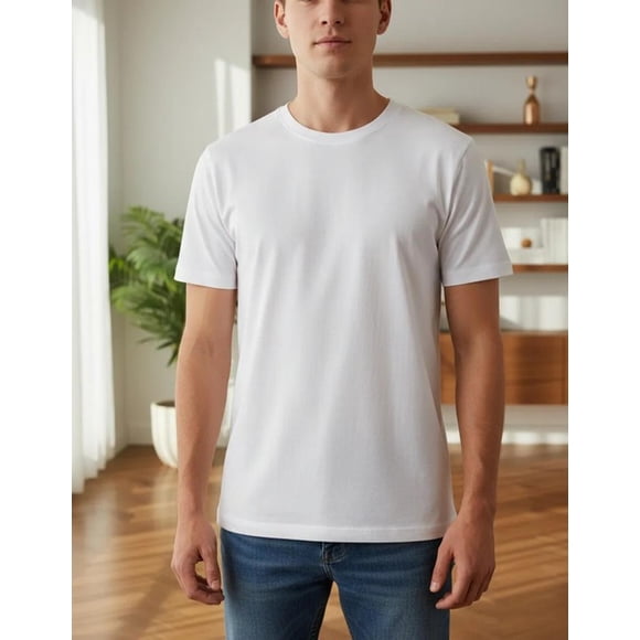 Polera Premium Algodón 100% Manga Corta Basico Estampar blanco XL