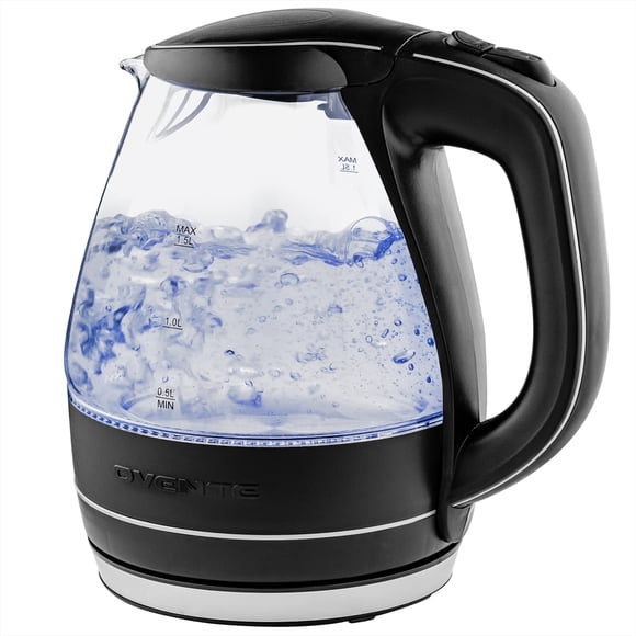 Hervidor eléctrico OVENTE KG83B 1.5L de vidrio borosilicato negro