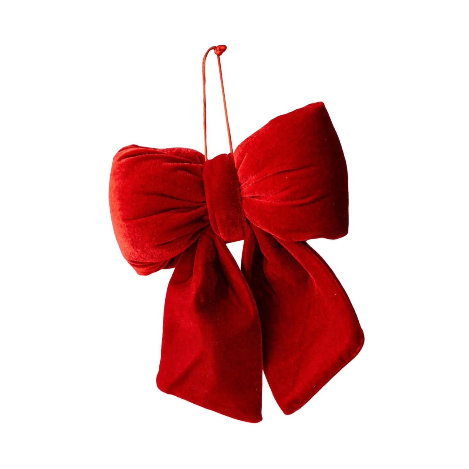 Magideal - Lazo Navideño Ornamento Árbol Navidad Moño Decorativo Navidad Terciopelo Rojo Diseño Elegante Y Fácil De Colocar Indicado Para Regalos Y Decoración De L