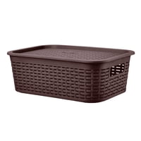 Reyplast - Caja Organizadora Canastilla Ratán 13 Lt. Marrón Oscuro
