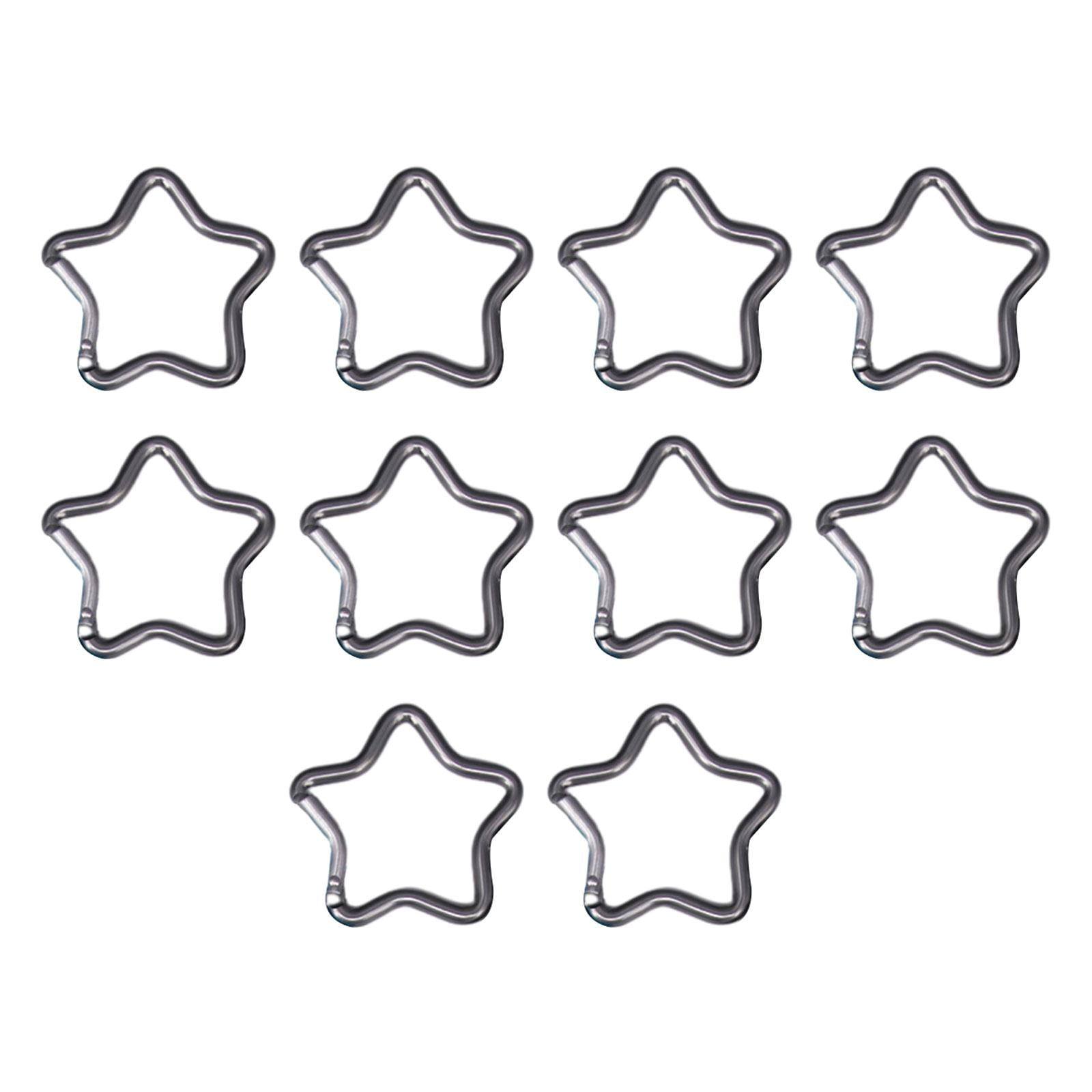 Ioensy - Mosquetón En Forma De Estrella De Cinco Puntas, 10 Uds., Para Botellas De Agua, Mochilas, Pesca, Color Plateado
