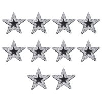Magideal - 10 Piezas De Parches De Estrella De De Imitación Apliques De Hierro En Pegamento En Insignias Decorativas Para Manualidades Diy , Negro Plata