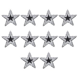Magideal - 10 Piezas De Parches De Estrella De De Imitación Apliques De Hierro En Pegamento En Insignias Decorativas Para Manualidades Diy , Negro Plata
