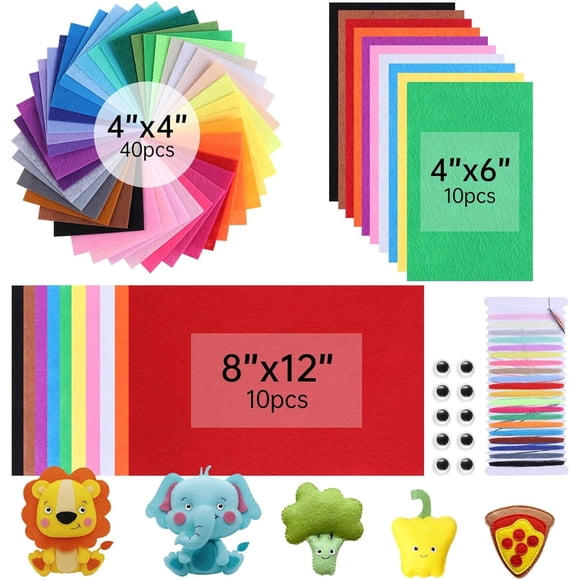 Kit De Fieltro 60 Piezas Colorido Para Manualidades