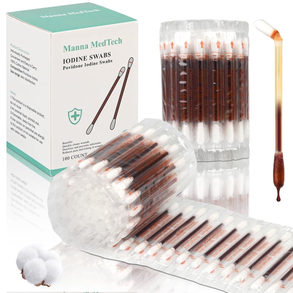 Hisopos de Yodo Manna MedTech 100 unidades Estériles