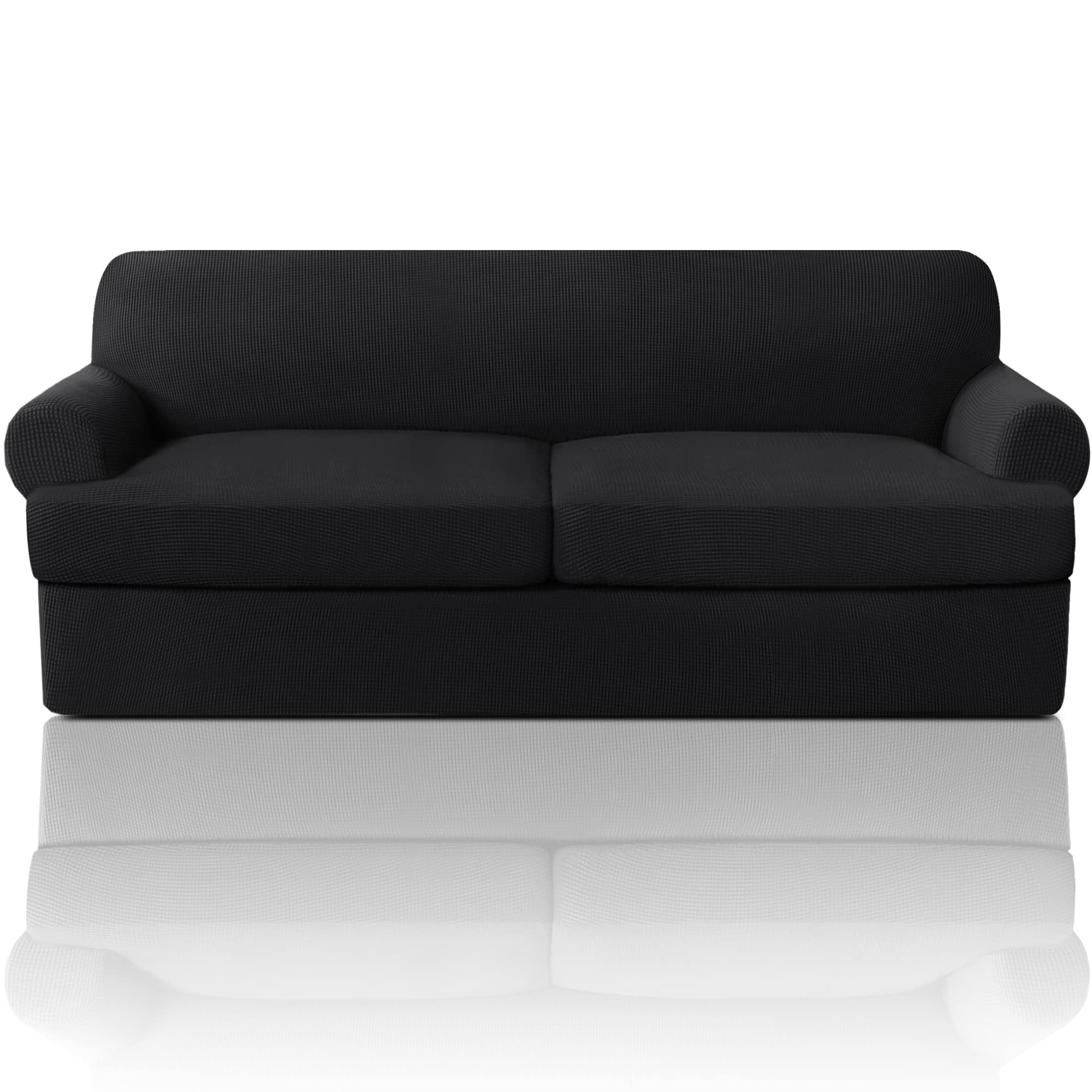 Princedeco - Funda Para Sofá Prince-deco T, 3 Piezas, Terciopelo Negro