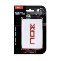 Muñequera Nox Blanca Logo Rojo X2 Tenis/Padel