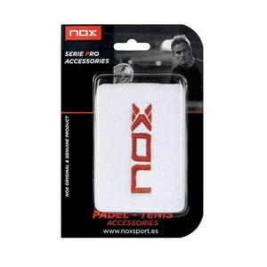 Muñequera Nox Blanca Logo Rojo X2 Tenis/Padel