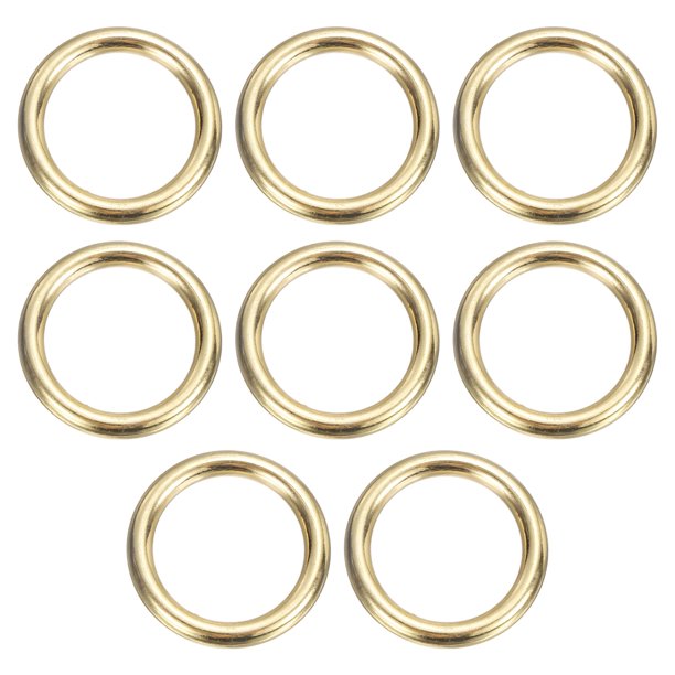 8 Paquete de Anillos de Latón, 1.38" OD. 1.02" Grosor Anillo Redondo de Círculo Soldado sin Costura de Latón, Tono Dorado