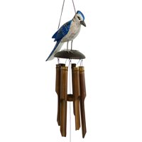 Campanilla De Viento Cohasset Gifts Blue Jay Bamboo Pintada A Mano